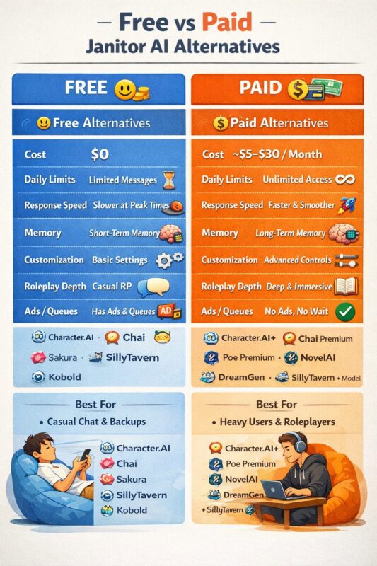 janitor ai free and paid alternative